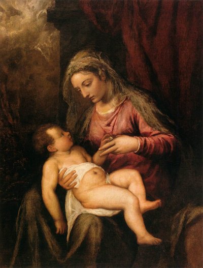 Jungfrau und Kind von Tiziano Vecelli